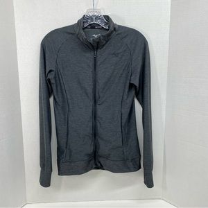 Mizuno Womens Training Jacket Gray Size M Two open pockets Soft Handfell Fabric